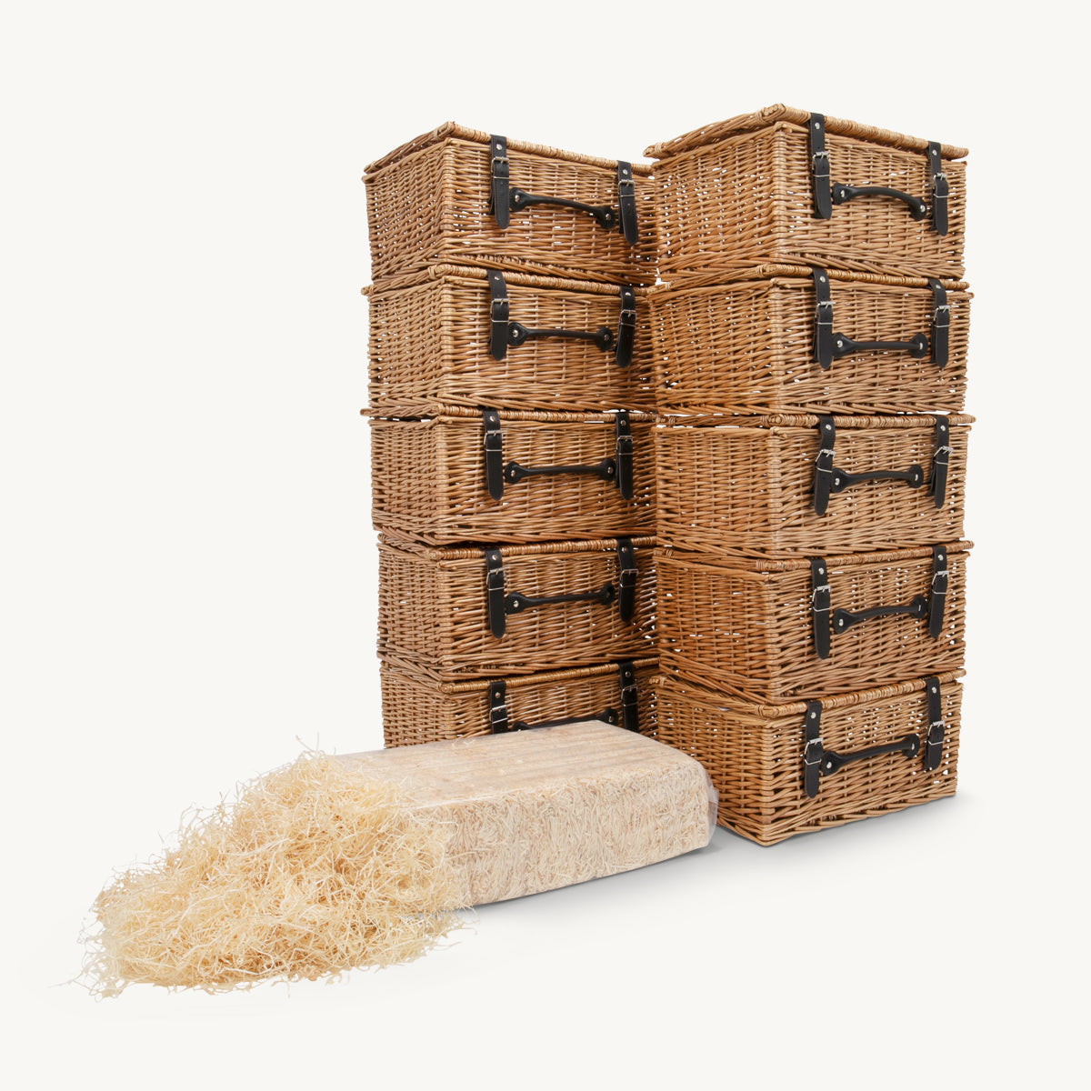 10 x 16 Inch Wicker Hamper & Wood Wool