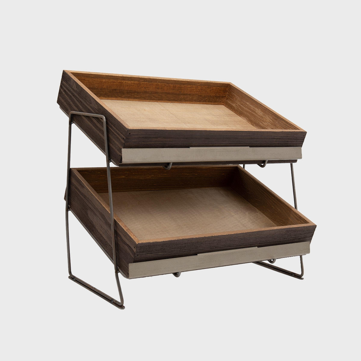 Railton tiered countertop display unit with small wooden trays