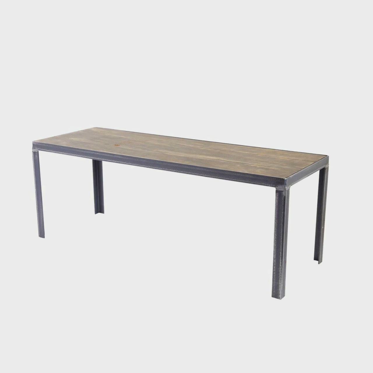 A dark wood countertop riser with metal frames, designed for retail display.