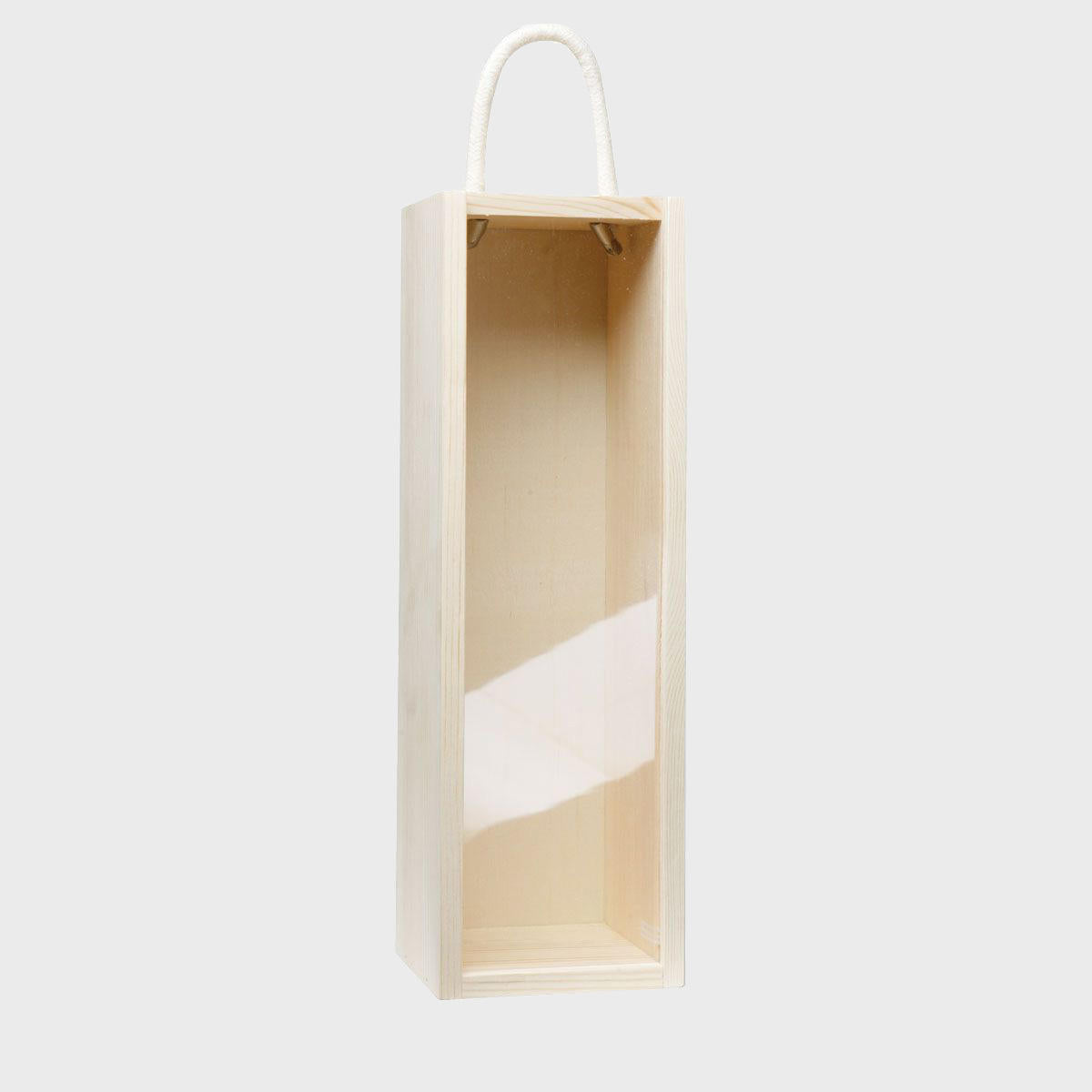 1 Bottle wooden box with rope handle