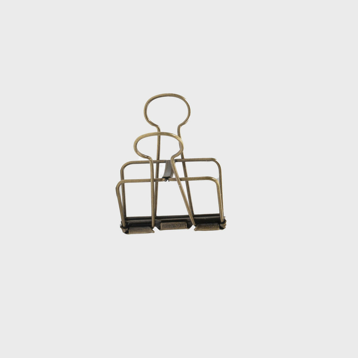 An antique brass wire bulldog clip with a vintage bronze finish.