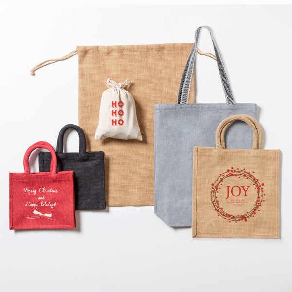 Christmas-themed tote bags for retail