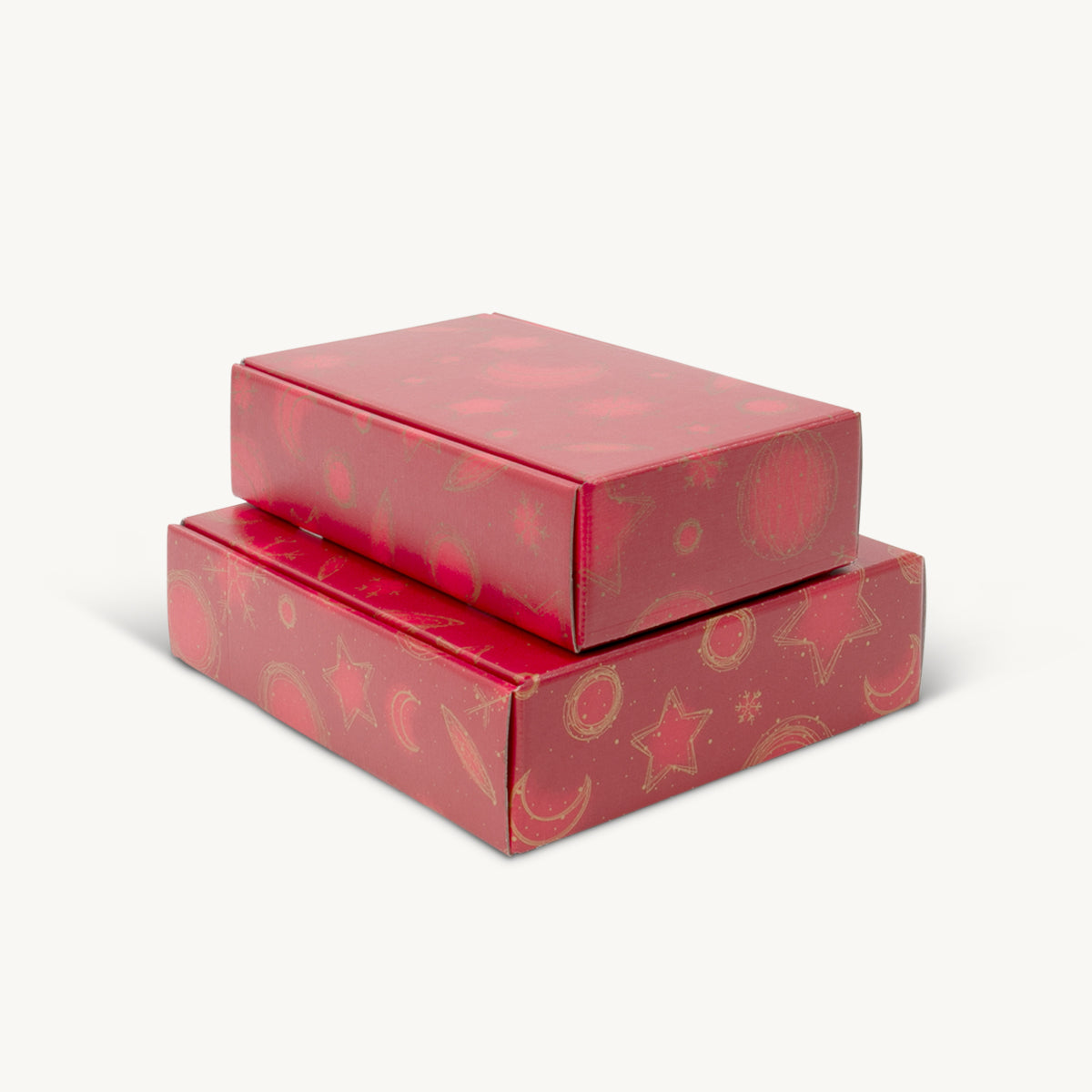 3 Bottle red snowflake front opening gift box from high-density rigid paperboard.