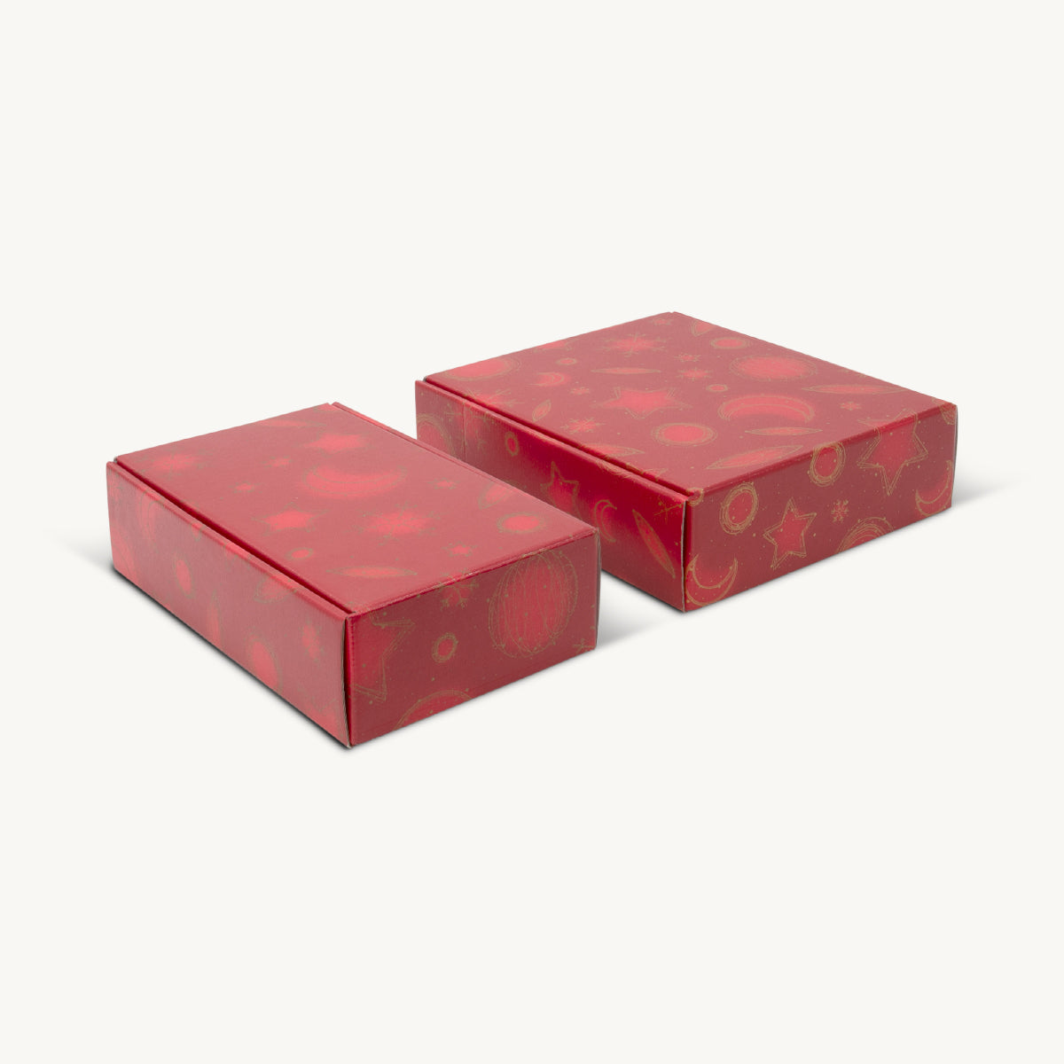 2 Bottle red snowflake front opening gift box from high-density rigid paperboard.