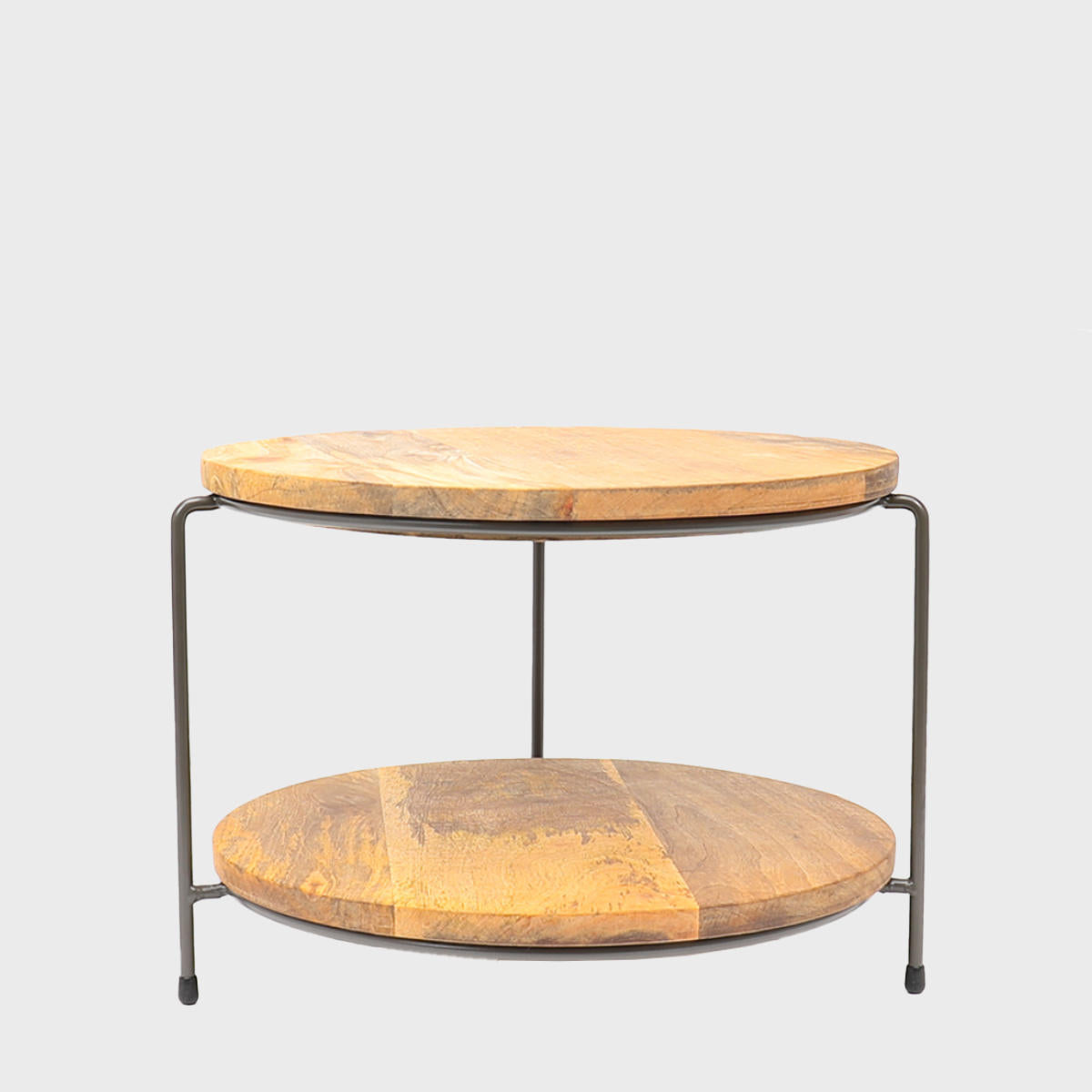 Leander metal tiered riser with mango wood serving board designed to add functional height and dimension.