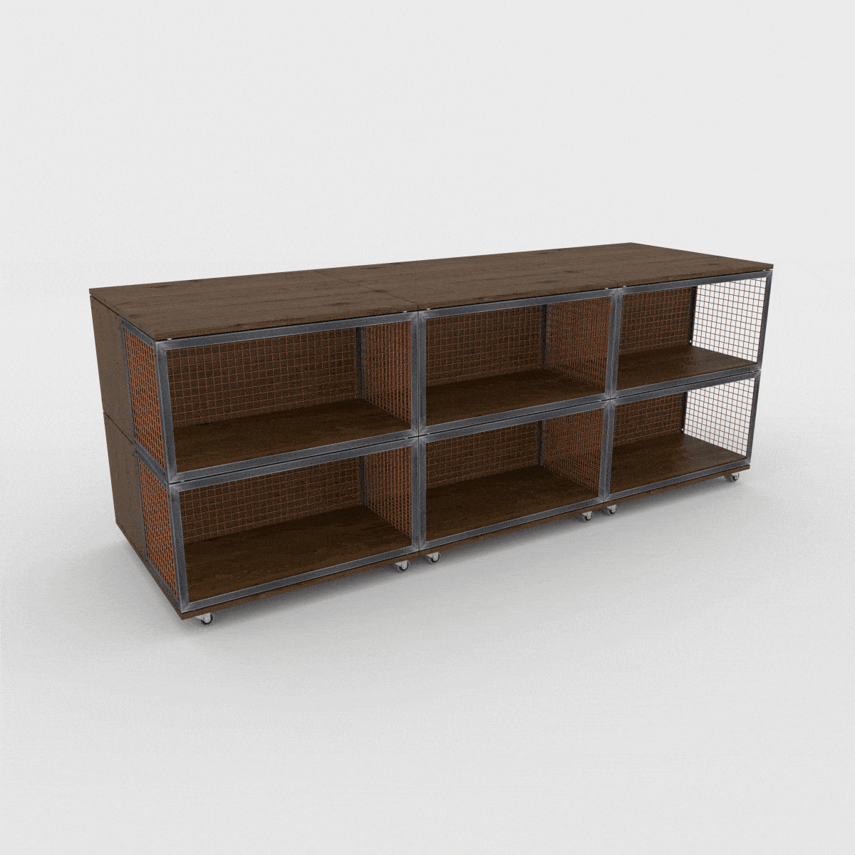 BRIX dark wood deep counter 2400mm featuring a heavy-duty modular geometric profile layout.