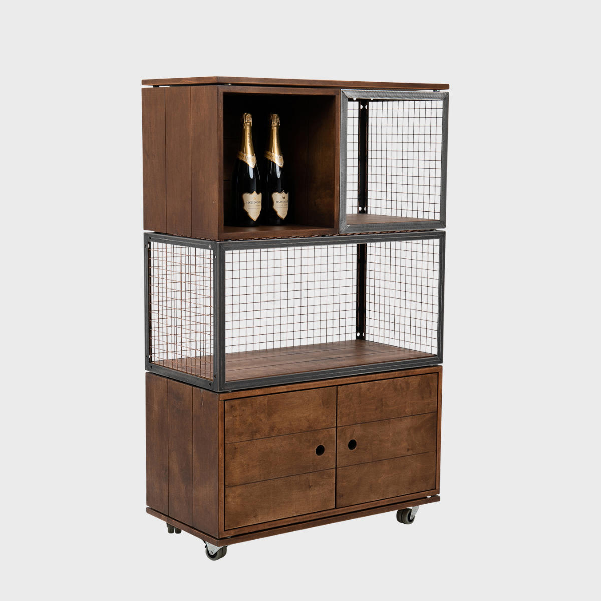 BRIX dark wood unit 5 panel 400 x 400mm featuring a heavy-duty modular geometric profile layout.