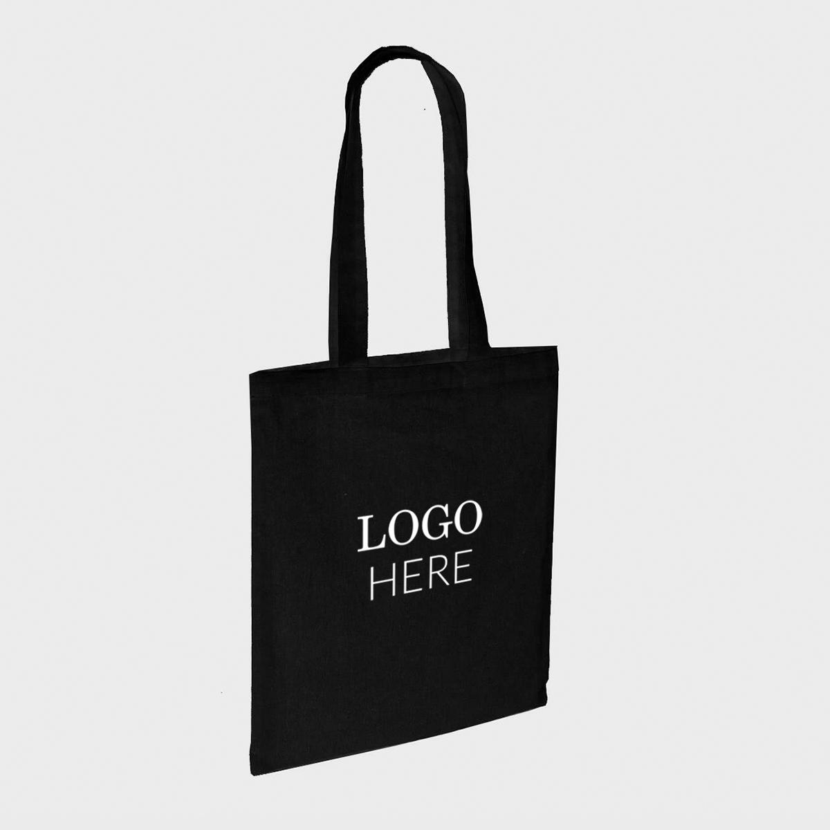 Black 5oz recycled cotton bag.