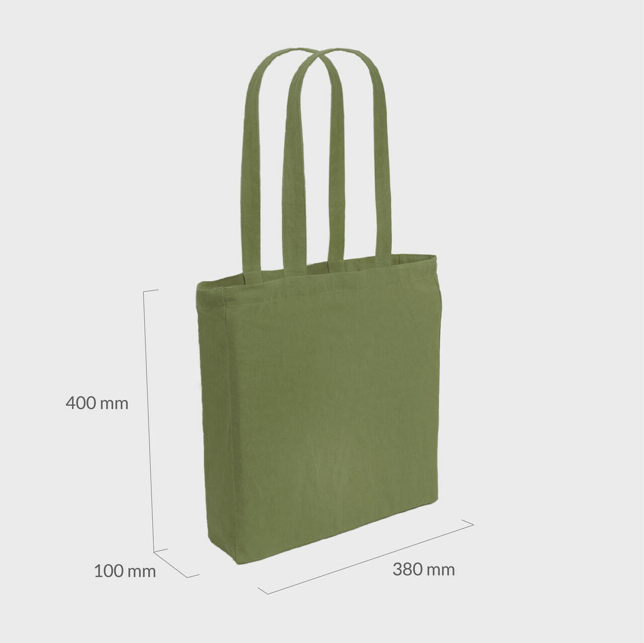 Khaki 8oz recycled canvas bag with gusset and pocket.