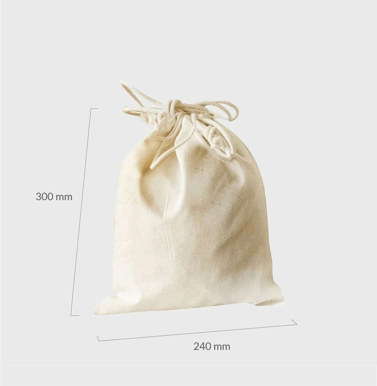 Small natural 5oz cotton drawstring sack.