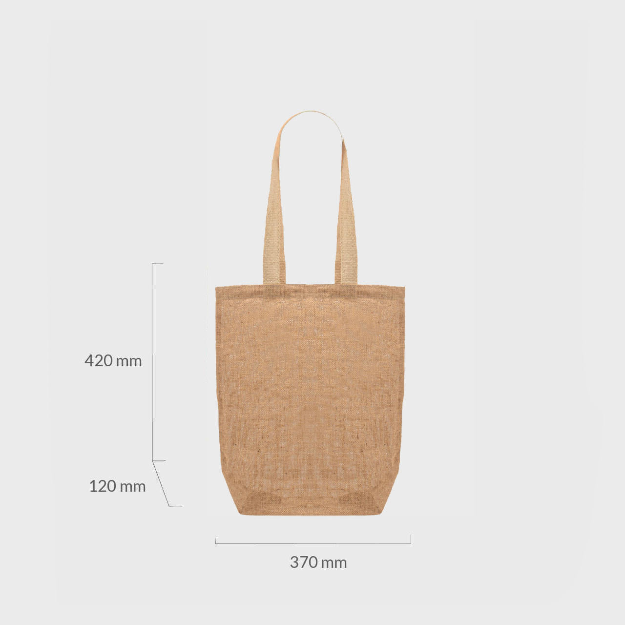 Medium natural unlined jute bag with base gusset.