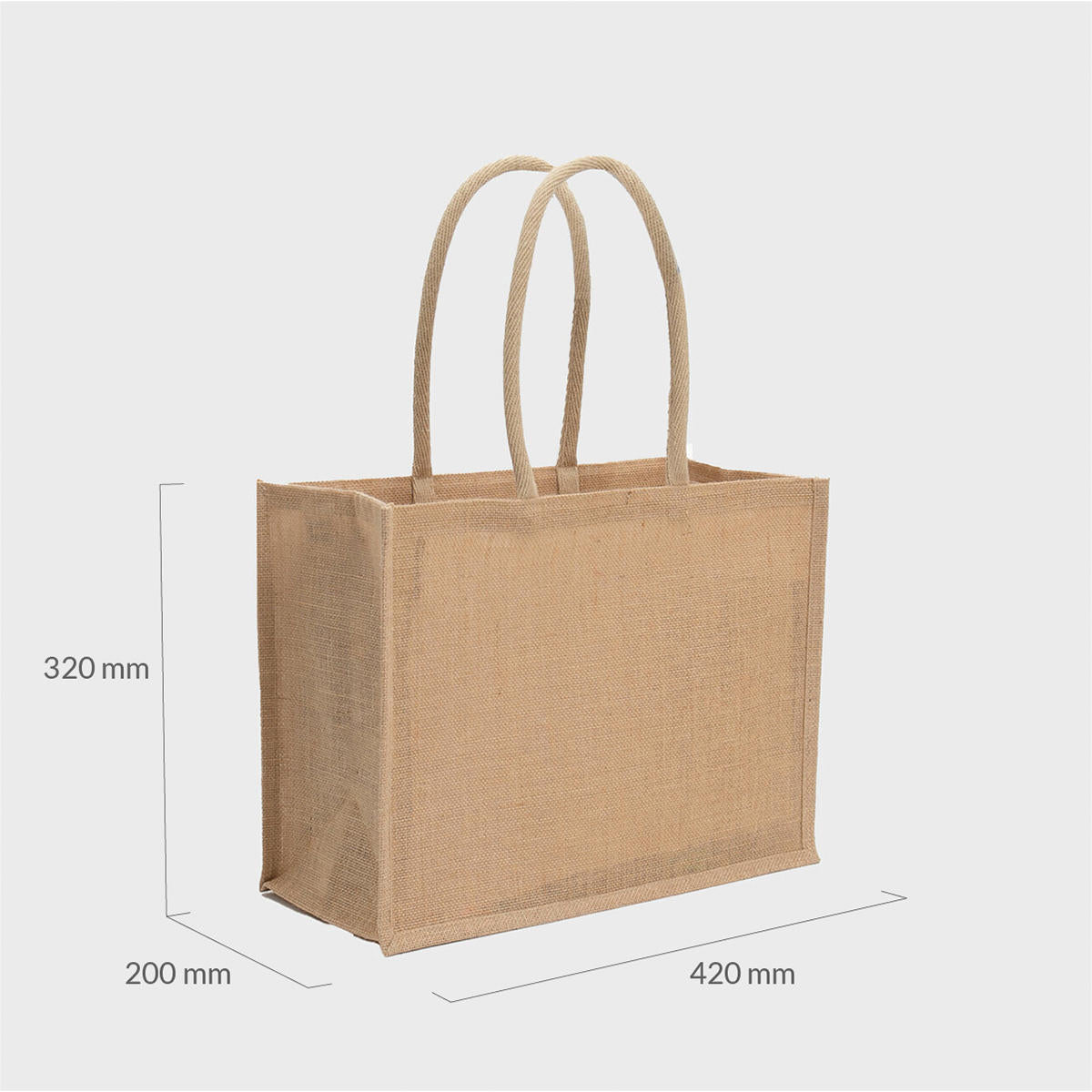 Large jute shopping bag with padded handles.