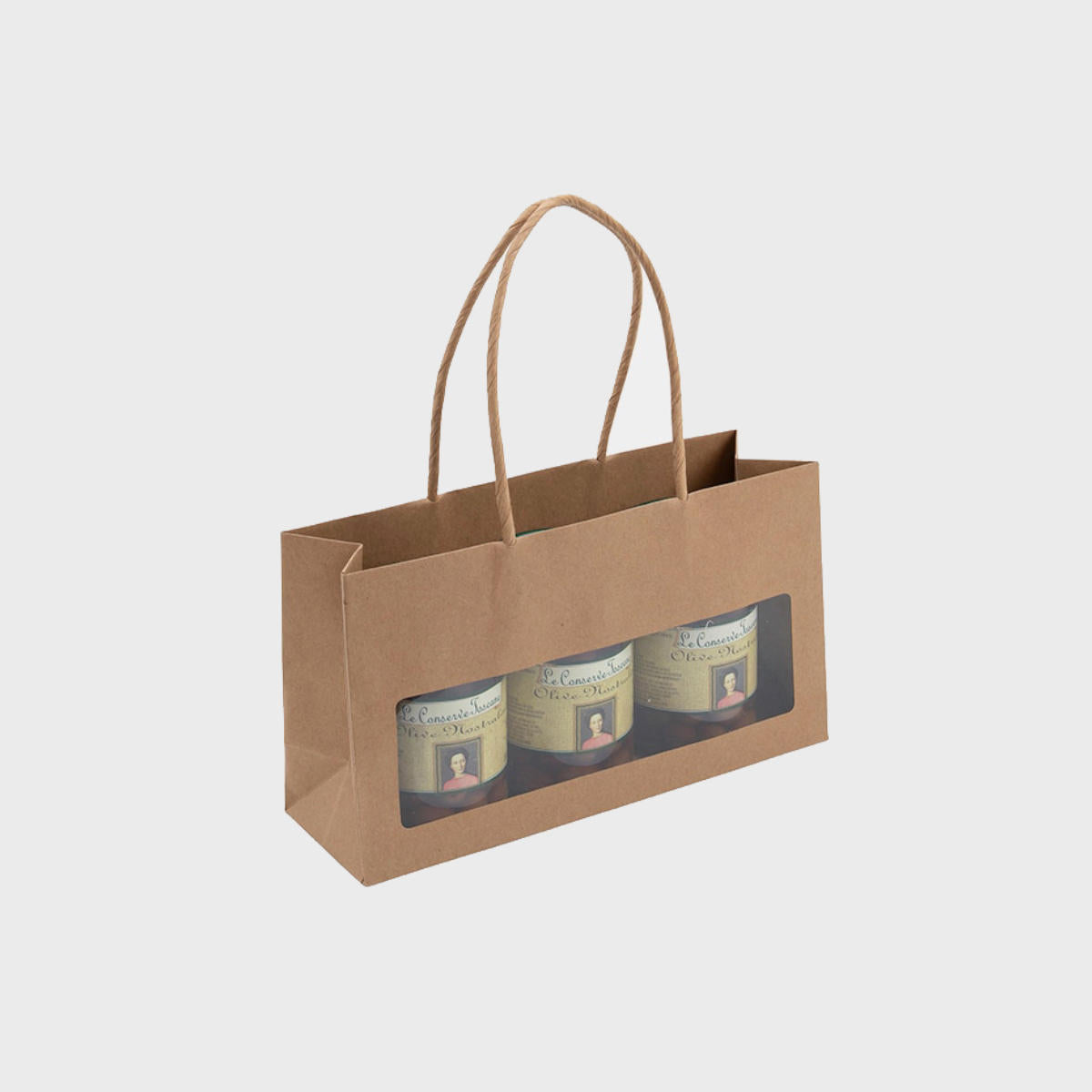 Jar kraft bag with large window.