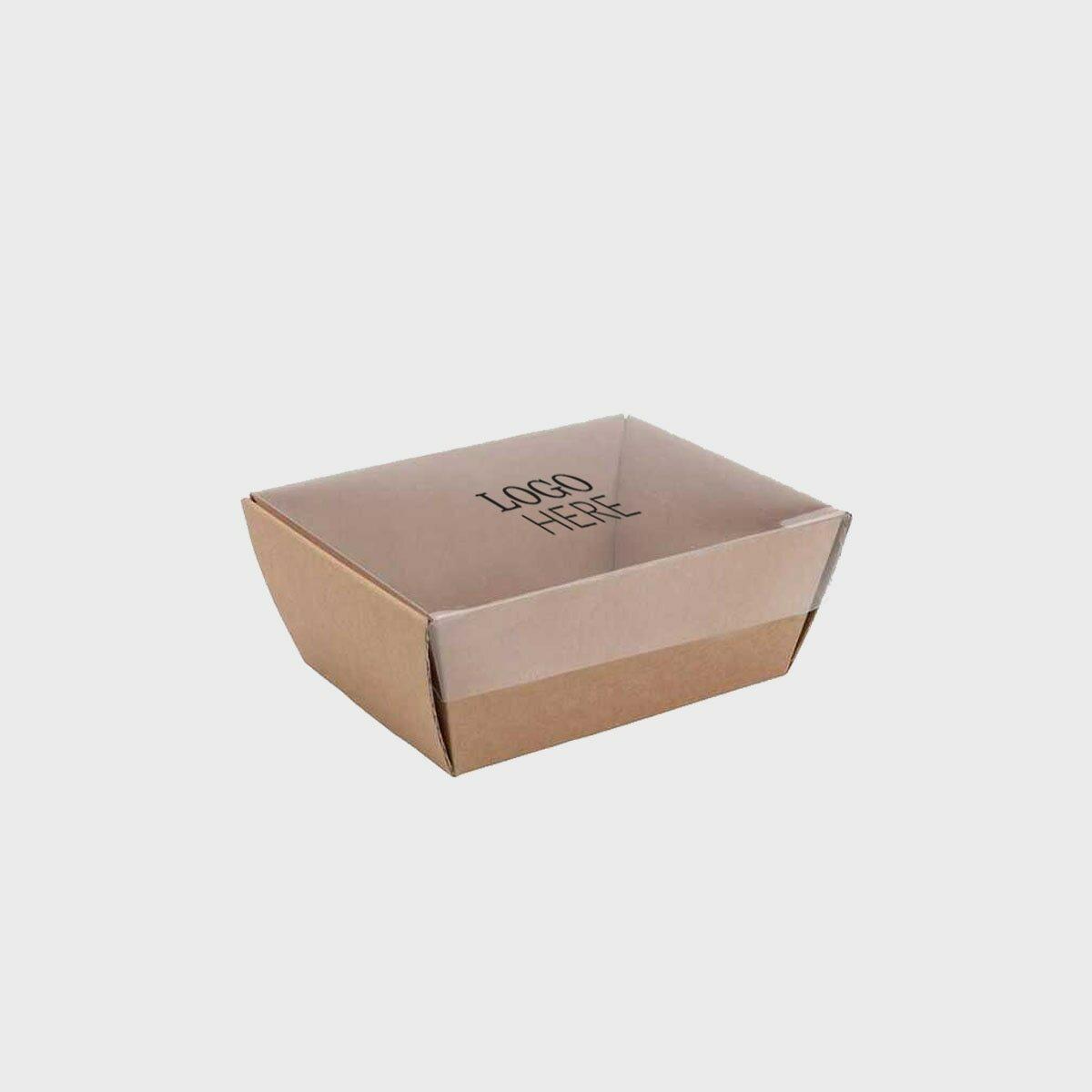 Small kraft card tray with structured, low-profile walls and open-top design.