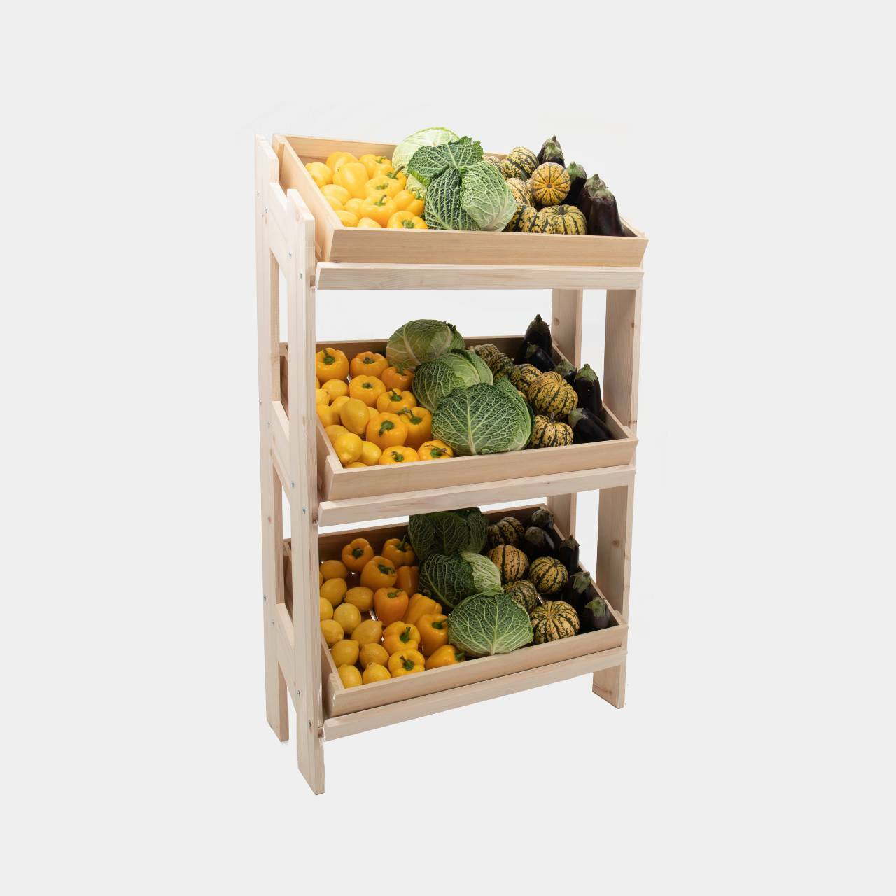 Norwood 3-shelf pine stand with blackboard 820 with a clean surface for visible retail messaging.