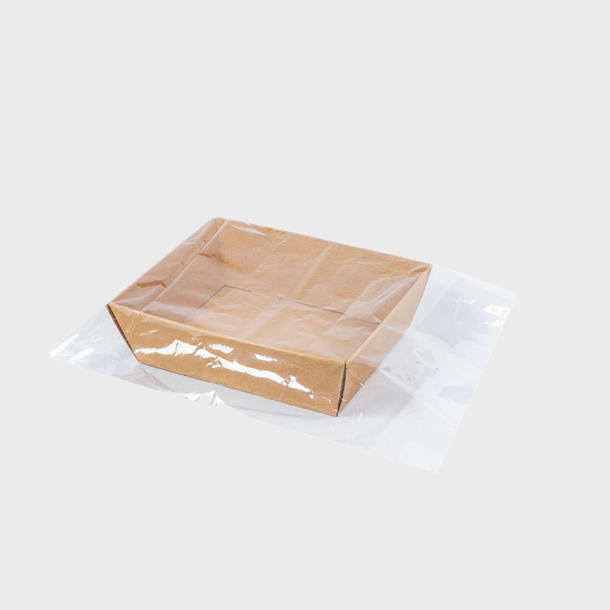 Cellophane hamper bag for shrink wrapping.