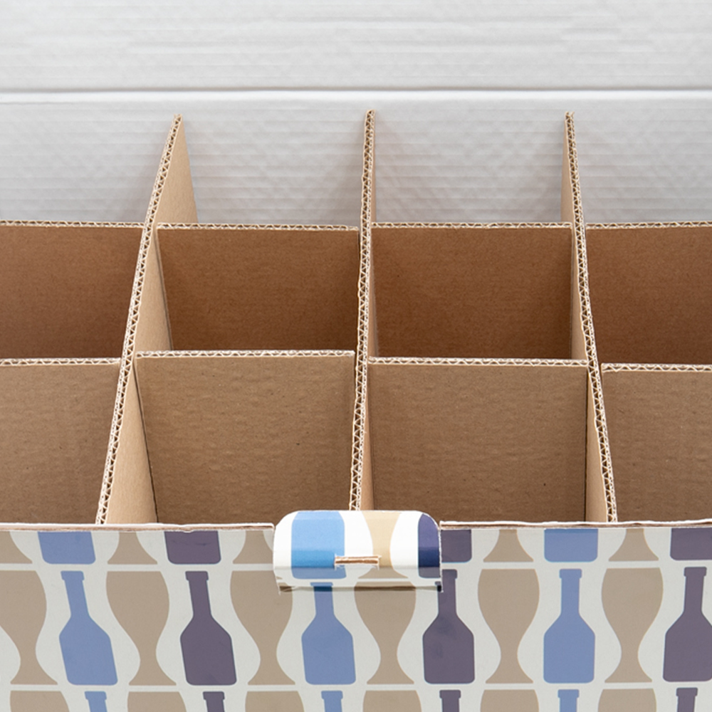 12 bottle retro print gift box from high-density rigid paperboard.