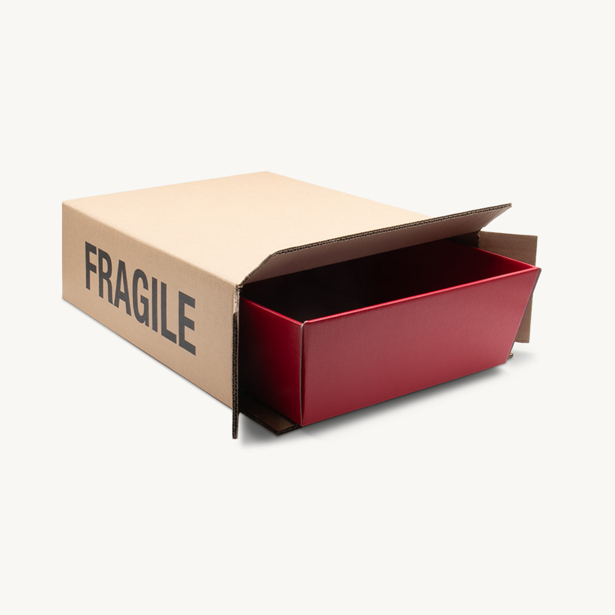 Large card tray protective outer with structured, low-profile walls and open-top design.