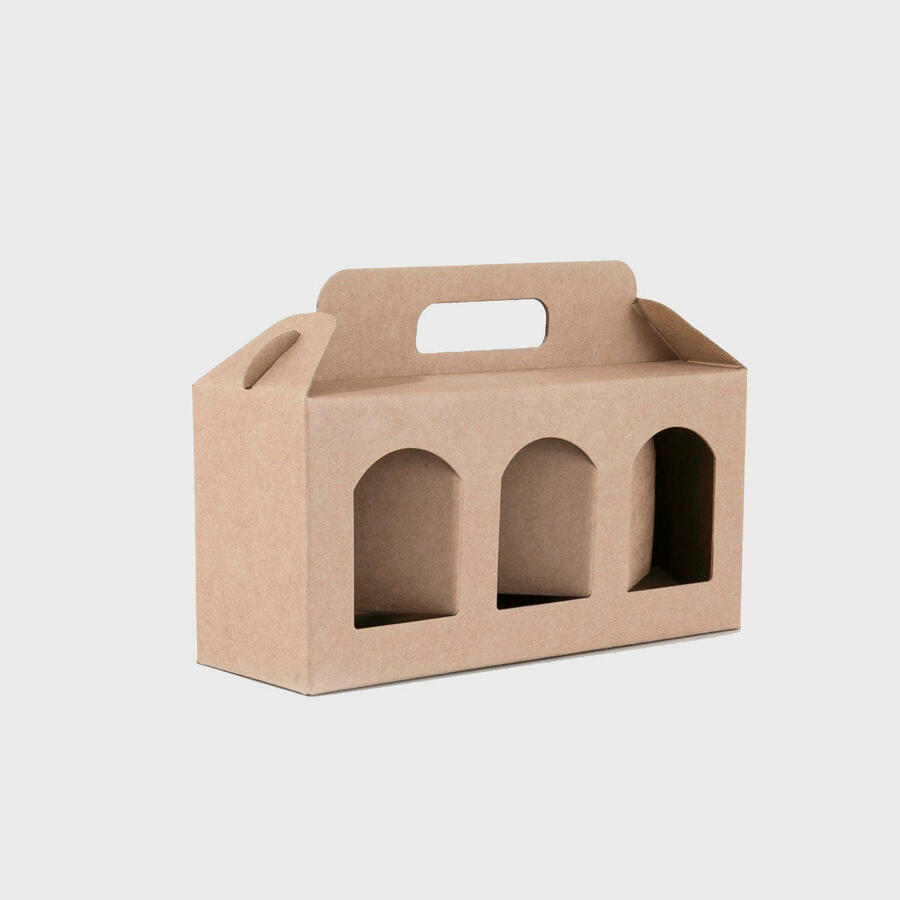 Jar gift box with windows 120mm tall from high-density rigid paperboard.