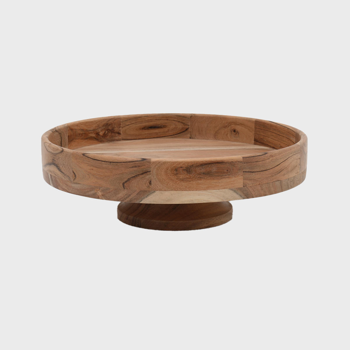 Acacia wood footed bowl.