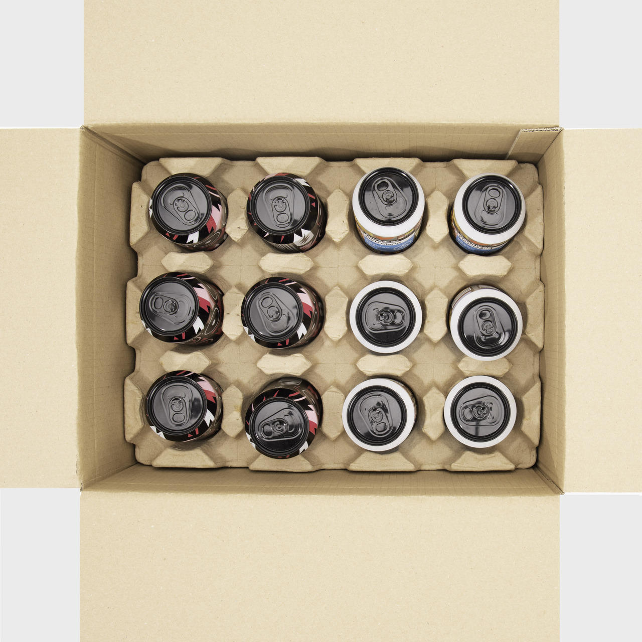 12 slot beer can or bottle Pulpsafe insert only from thick, impact-resistant inner for bottle security.