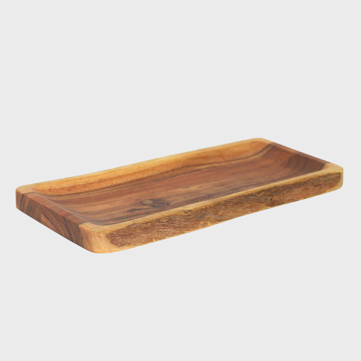 Scooped wooden serving board crafted from durable hardwood with natural grain detail.
