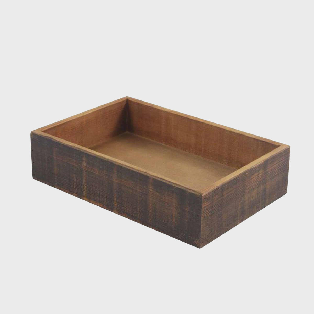 Railton vintage effect tray with structured, low-profile walls and open-top design.