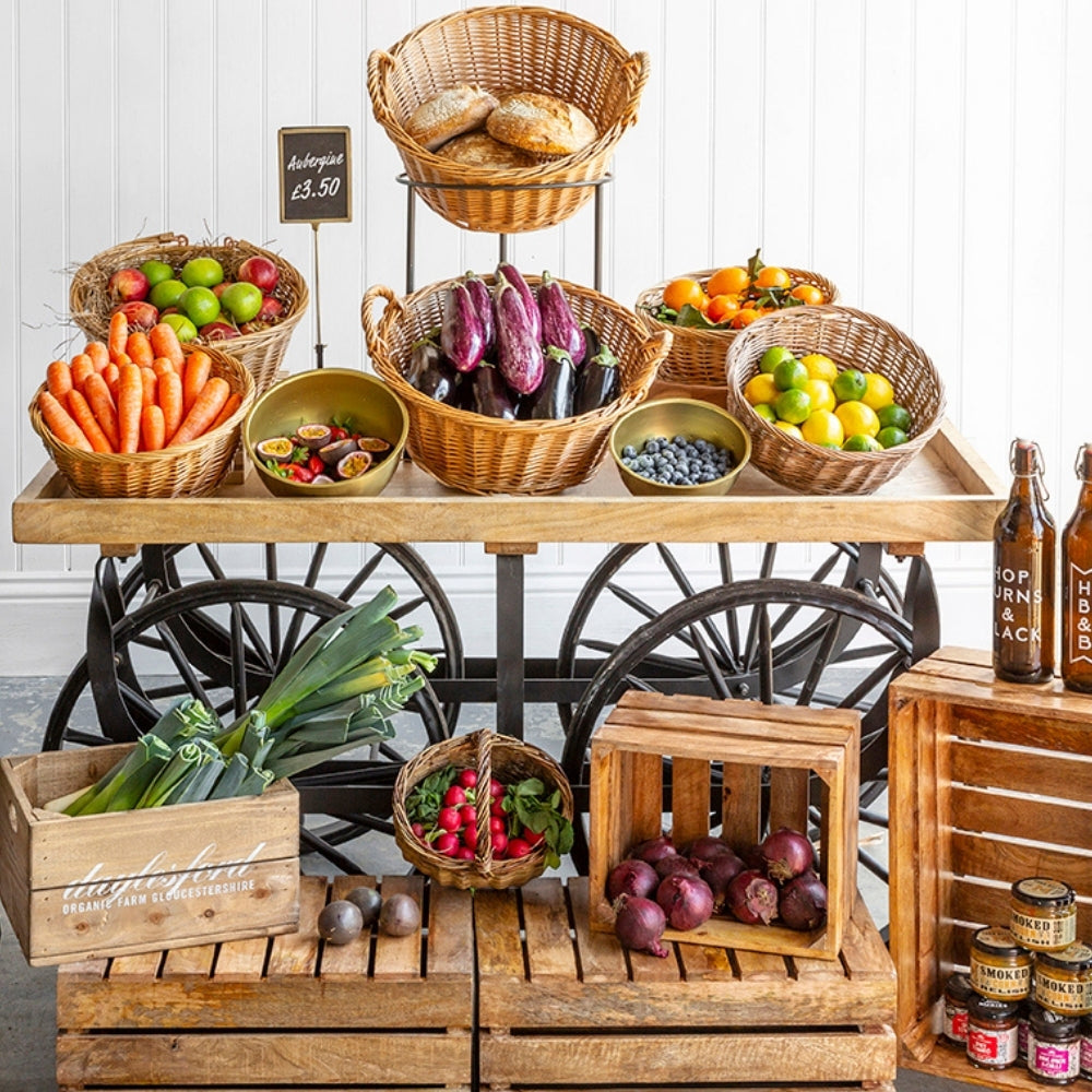 Large wooden market cart.