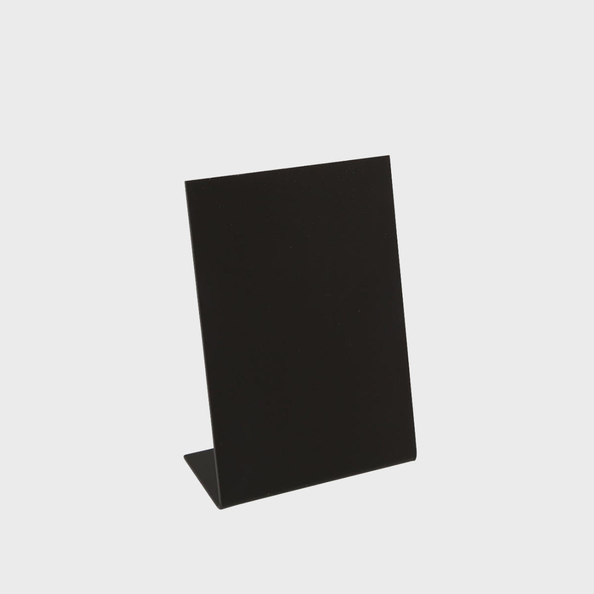 L-shaped table chalkboard with a clean surface for visible retail messaging.