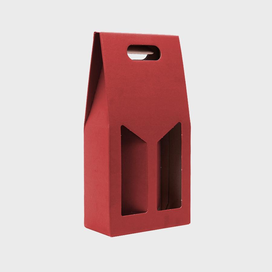 2 Bottle gift box with windows from high-density rigid paperboard.