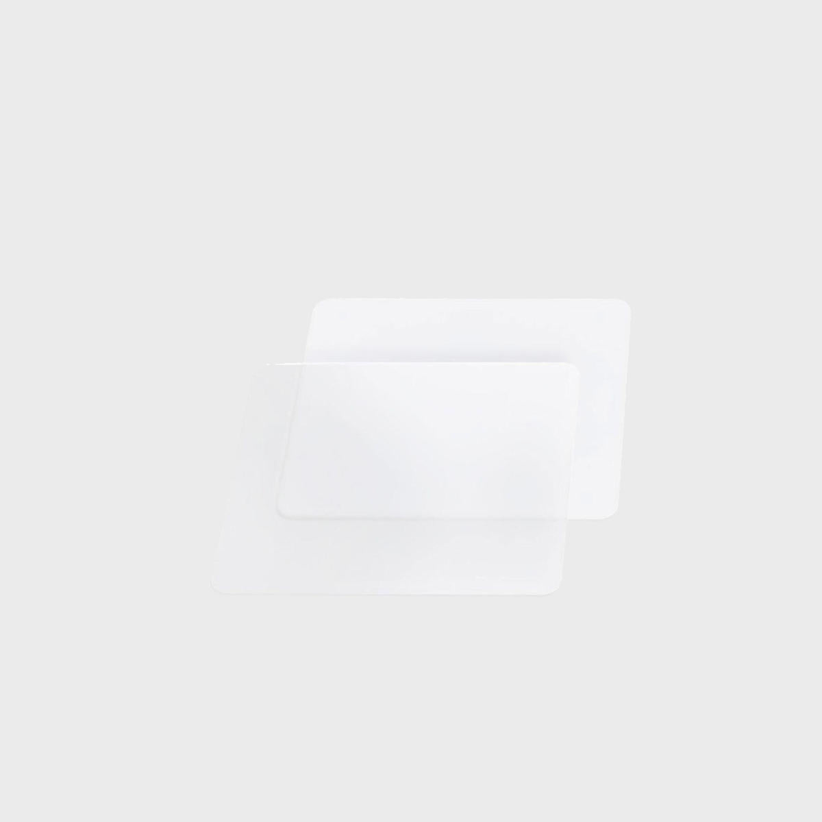 Reversible frosted signage tags with a clean surface for visible retail messaging.