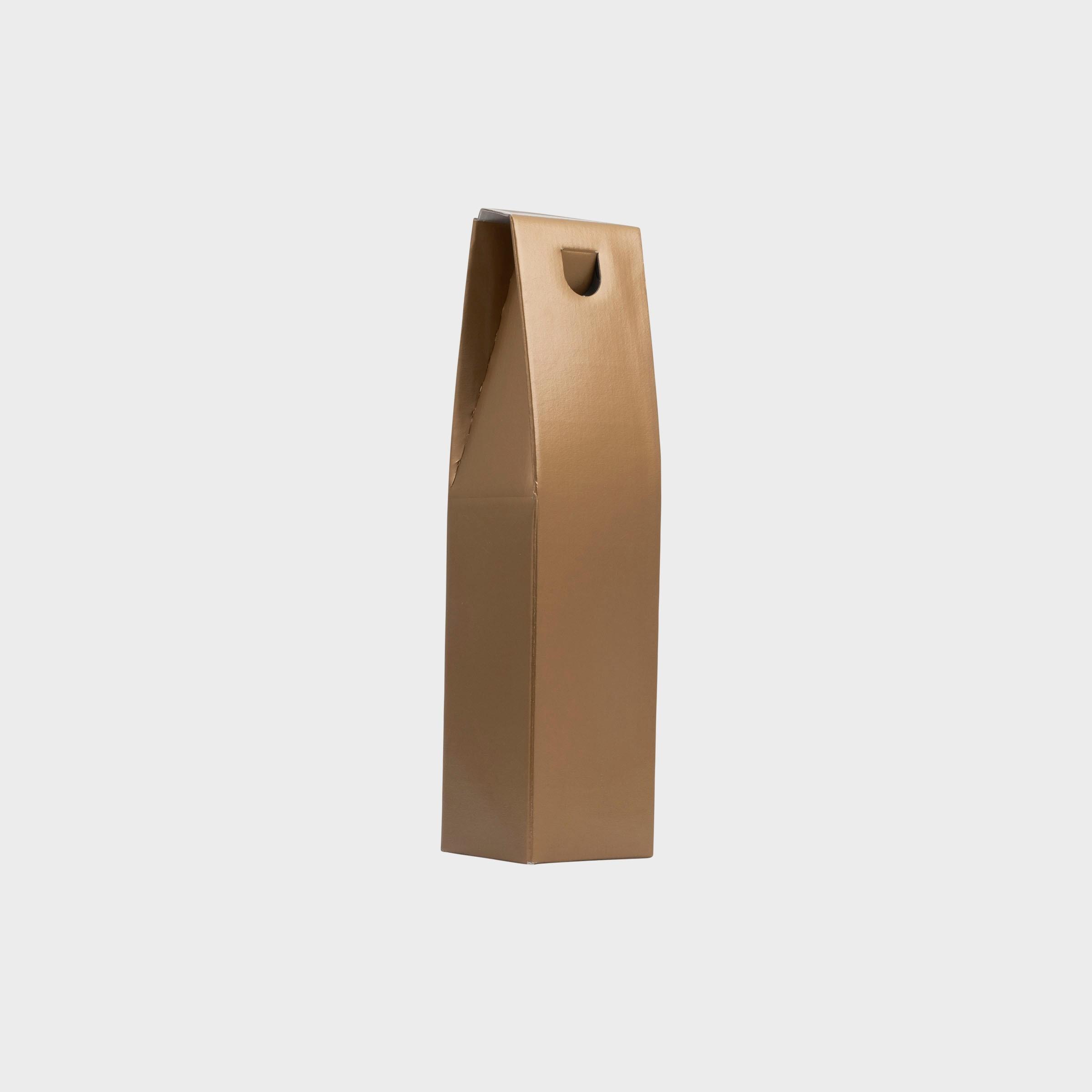 1 Bottle gift box from high-density rigid paperboard in metallic gold