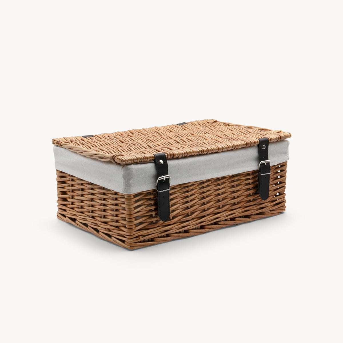 16 inch wicker hamper hand-woven from natural split-wicker.