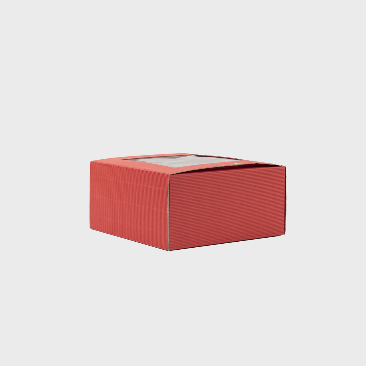Red Square Fluted Card Gift Box with Window (pk 25) WAMST/R