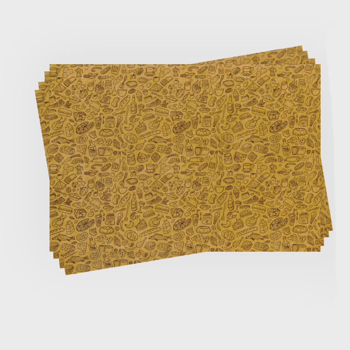 55gsm Snack Print Kraft Waxed Paper (100 sheets) WAX/KS