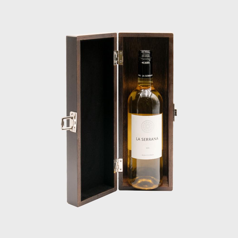 1 Bottle Luxury Elm Wood Box with Black Velvet Lining WLH1N