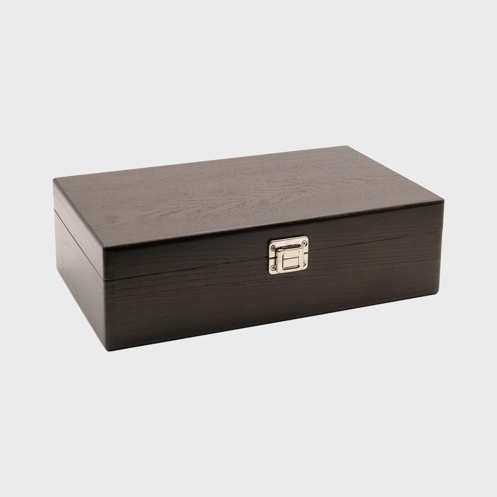 2 Bottle Luxury Elm Wood Box with Black Velvet Lining WLH2N