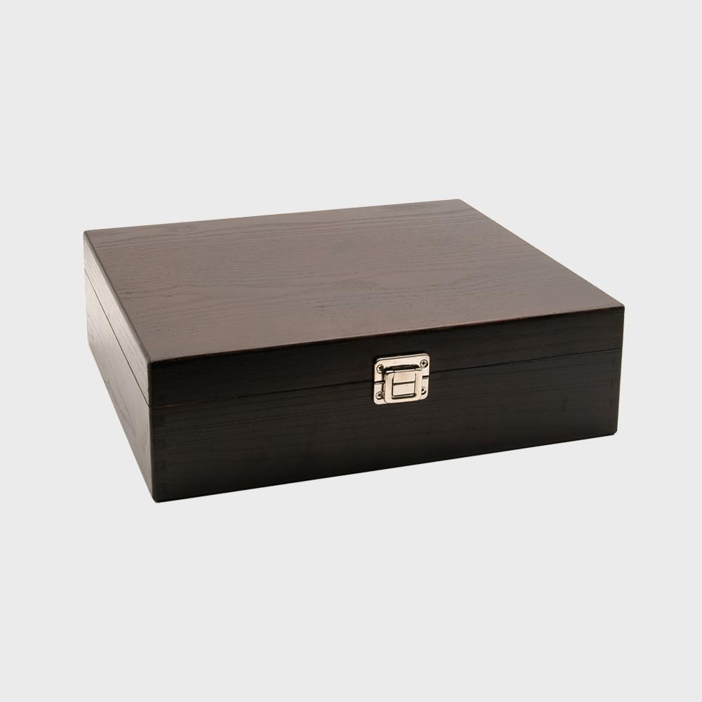 3 Bottle Luxury Elm Wood Box with Black Velvet Lining WLH3N