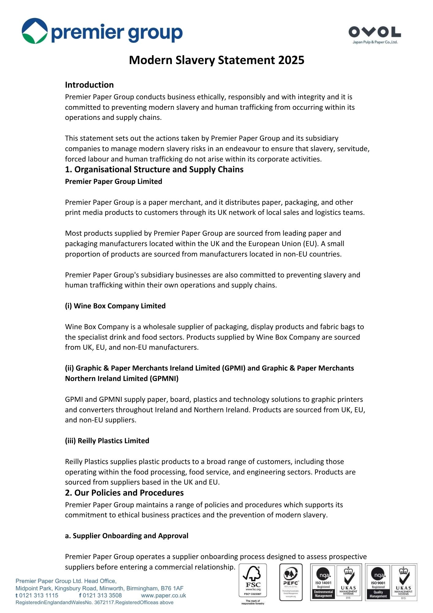 Modern Slavery Statement
