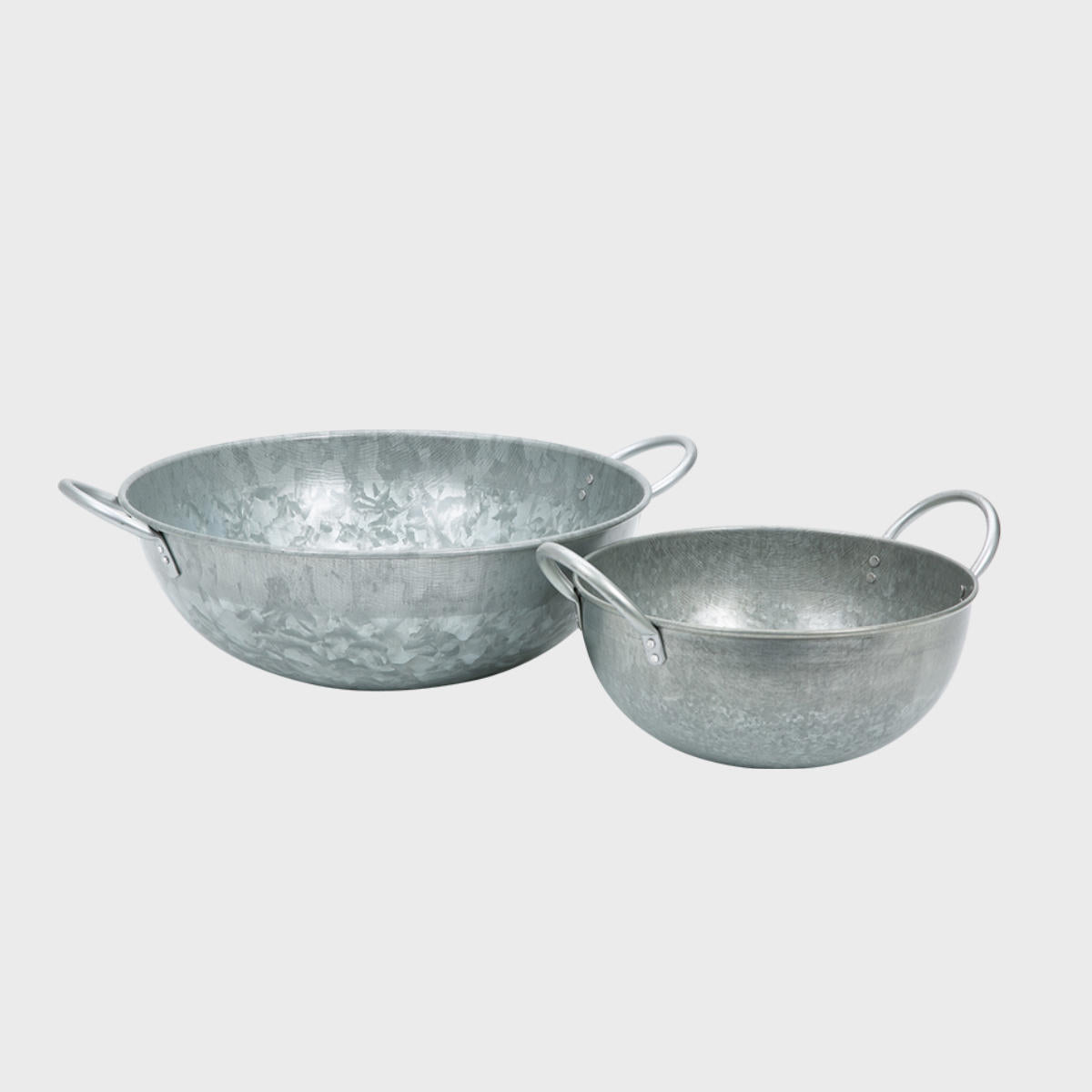 Galvanised bowl with handles.
