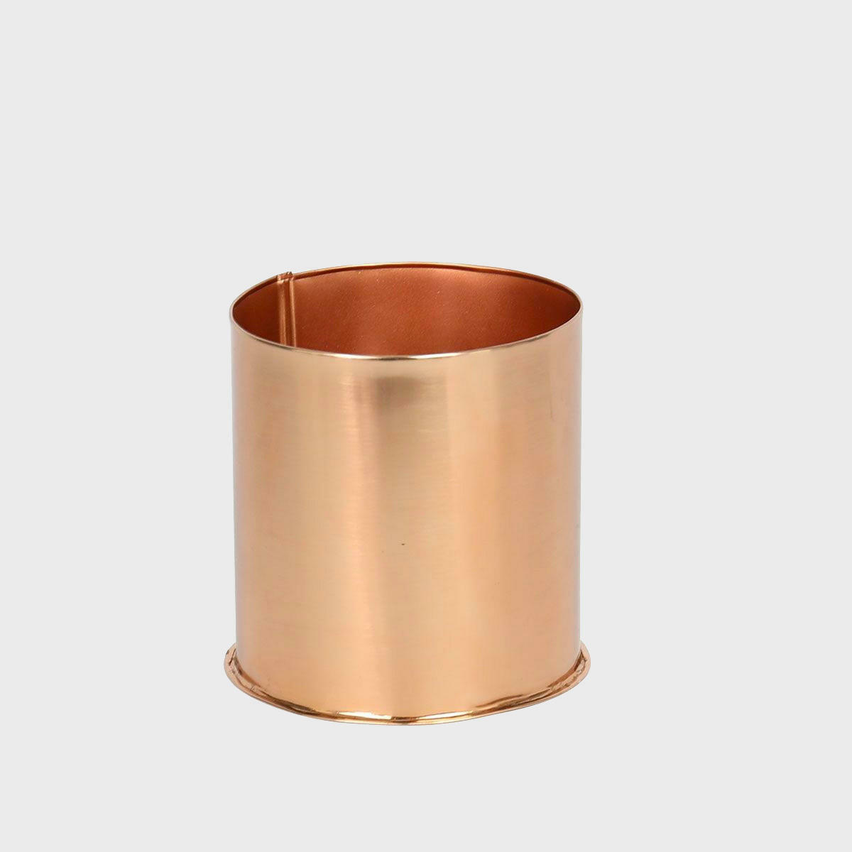 Kelso small copper plated caddy with structured, low-profile walls and open-top design.