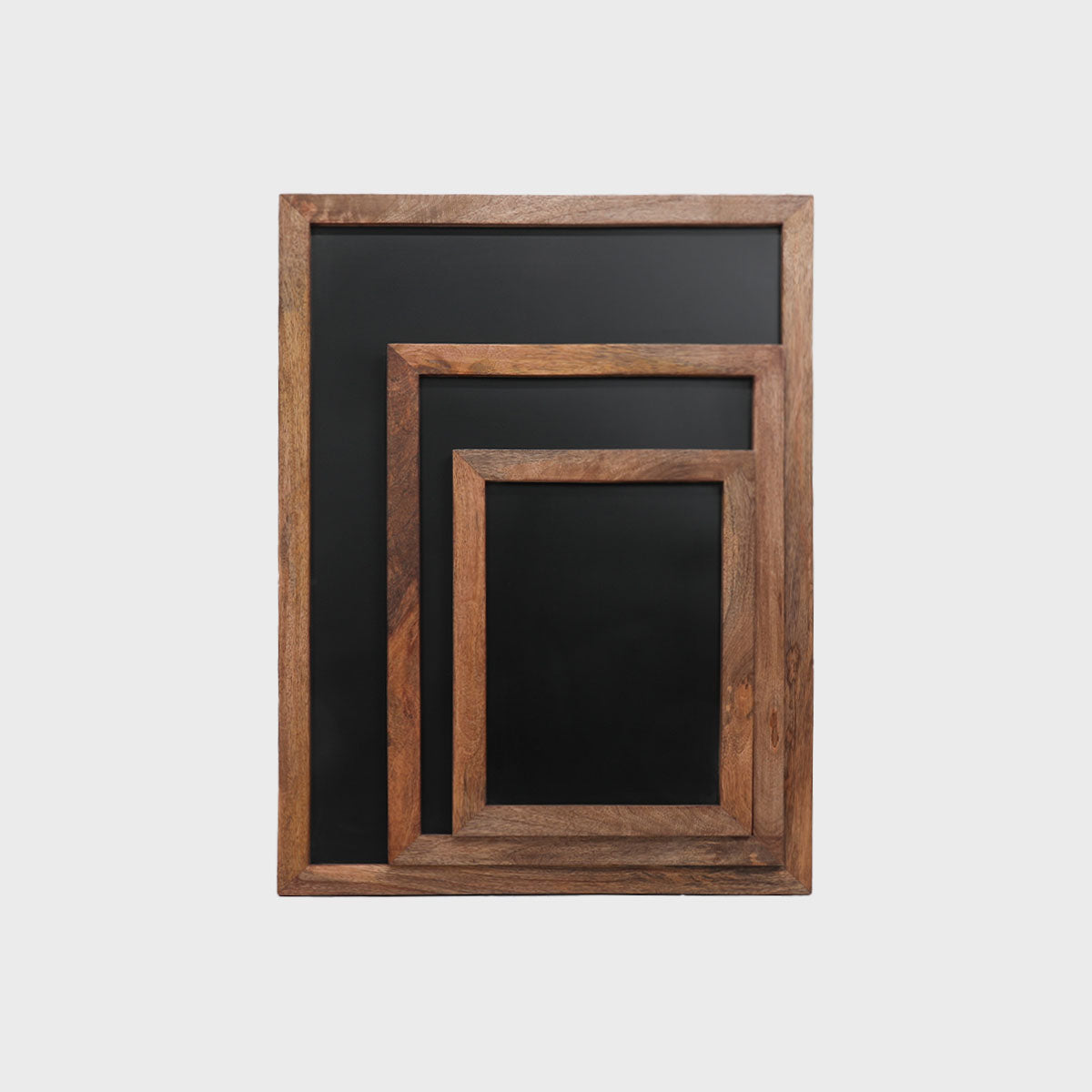 Chalkboard with solid mango wood frame with a clean surface for visible retail messaging.