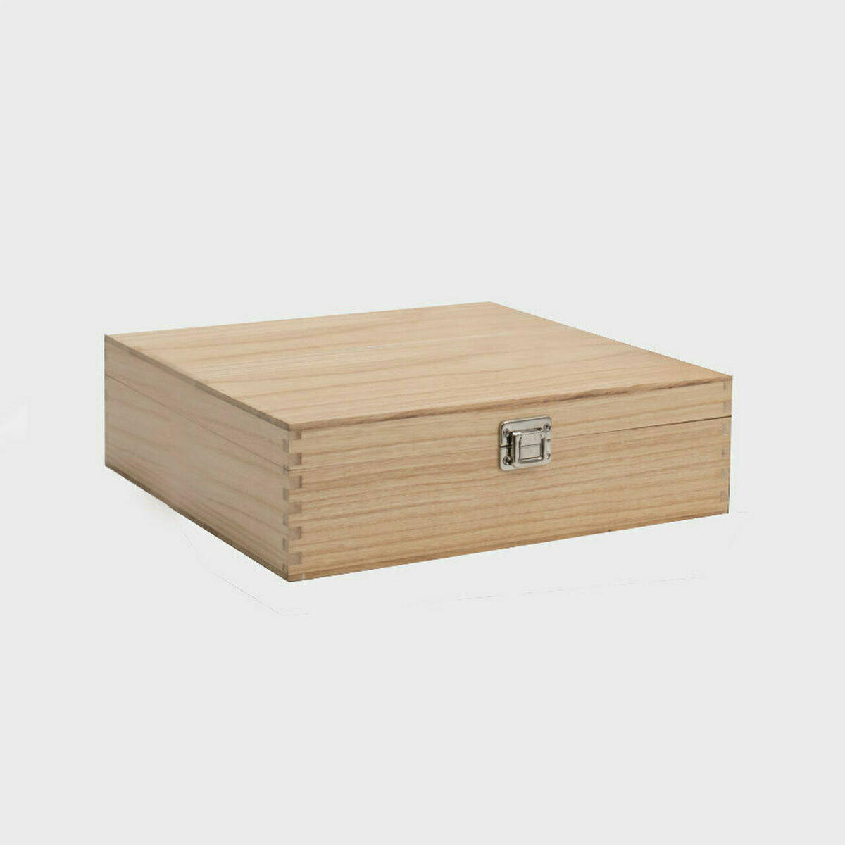 3 bottle tung wooden wine box with hinged lid with premium natural wood grain and secure hardware closures.