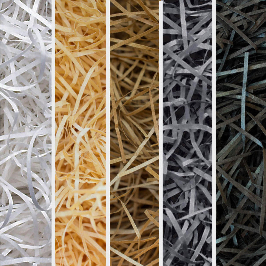 Very fine shredded paper 10kg consisting of interlocking zig-zag paper shreds for fill.