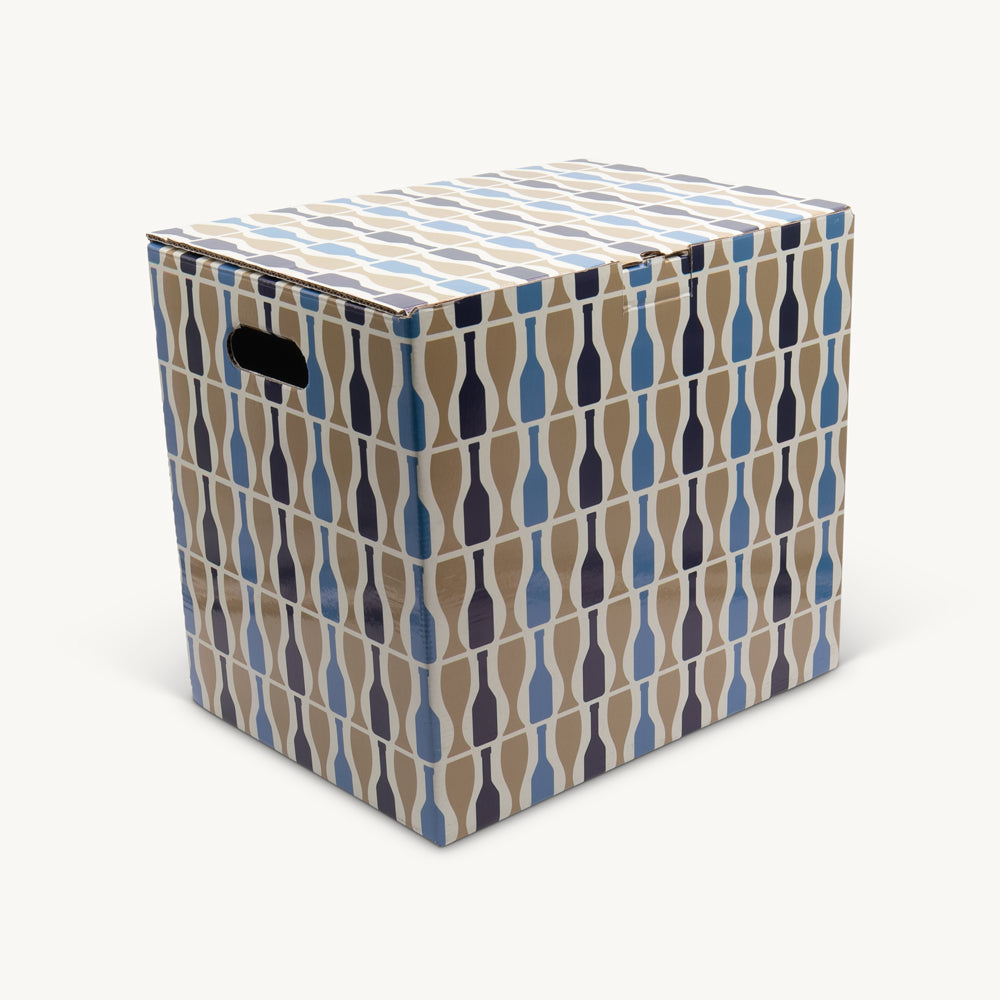 12 bottle retro print gift box from high-density rigid paperboard.