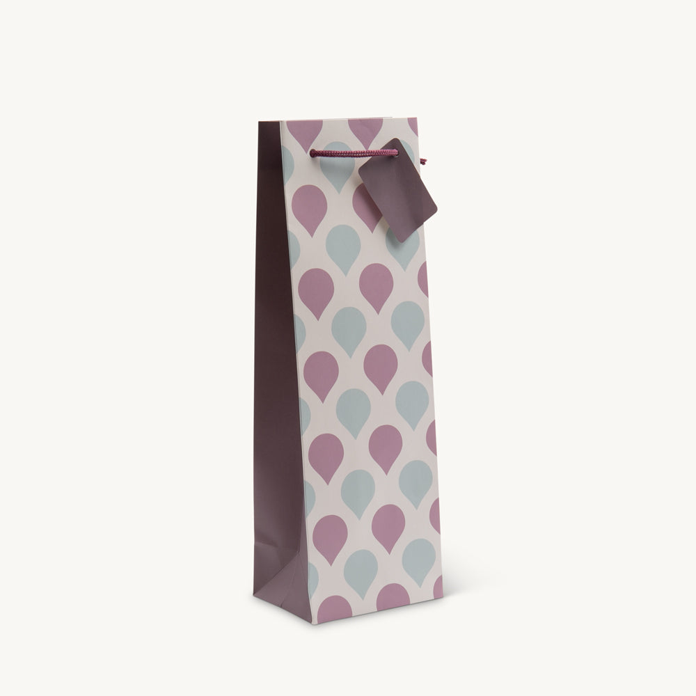 1 bottle purple droplet gift bag featuring a patterned finish and heavy-duty handles.