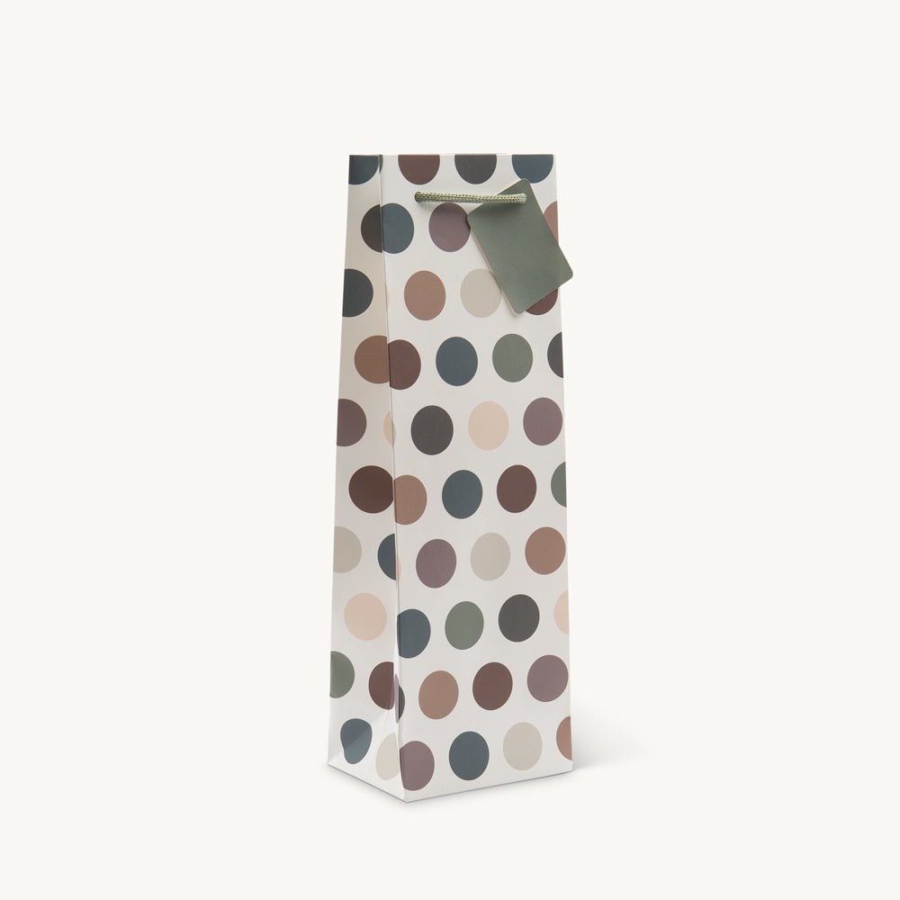 1 bottle autumnal dot gift bag featuring a patterned finish and heavy-duty handles.