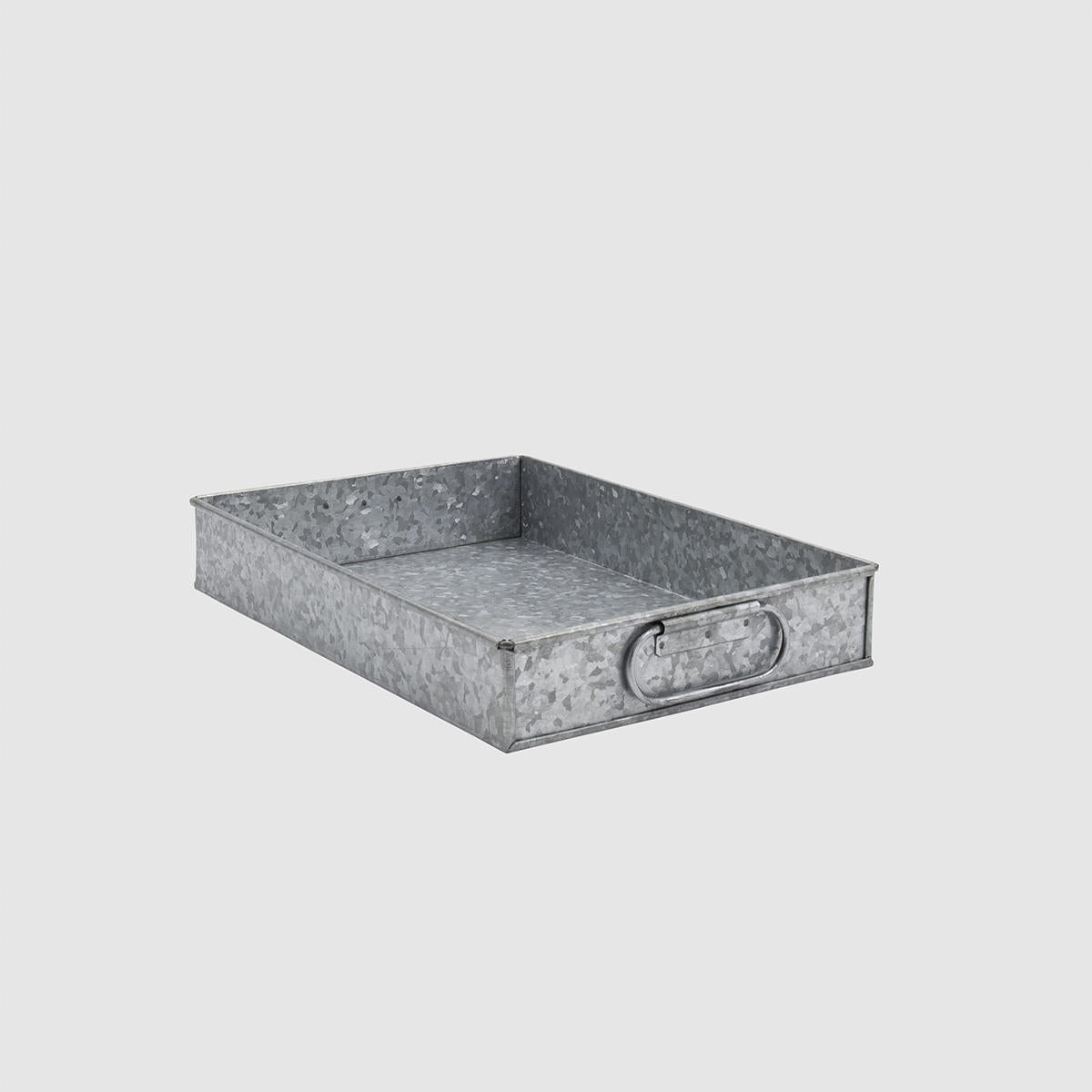 Railton metal tray with structured, low-profile walls and open-top design.