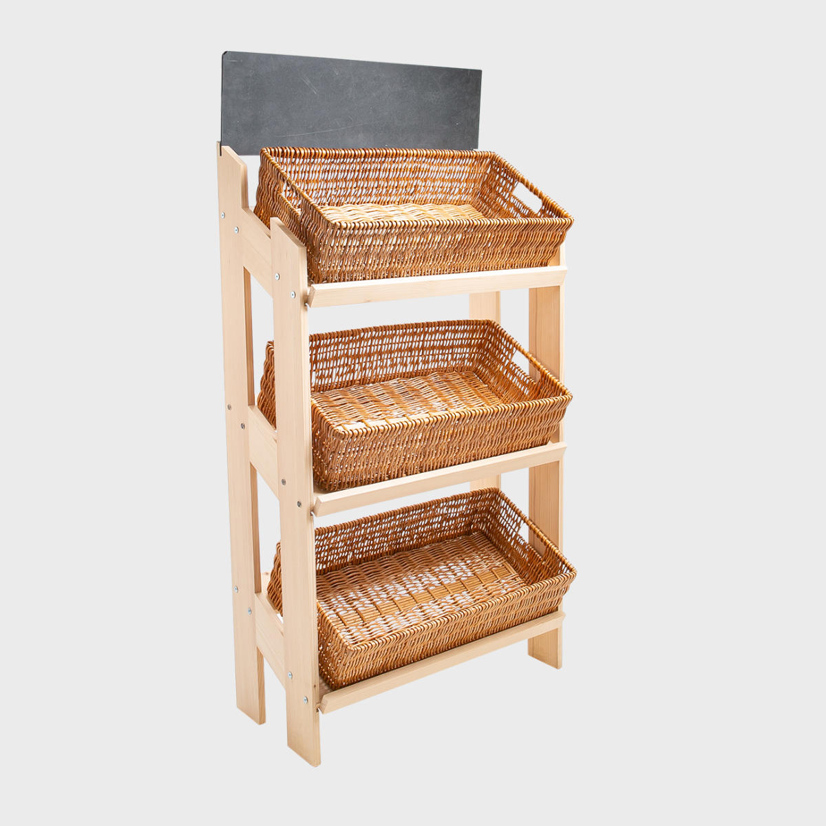 0Norwood 3-shelf stand with natural wicker trays 820 featuring a multi-tiered layout for product positioning.