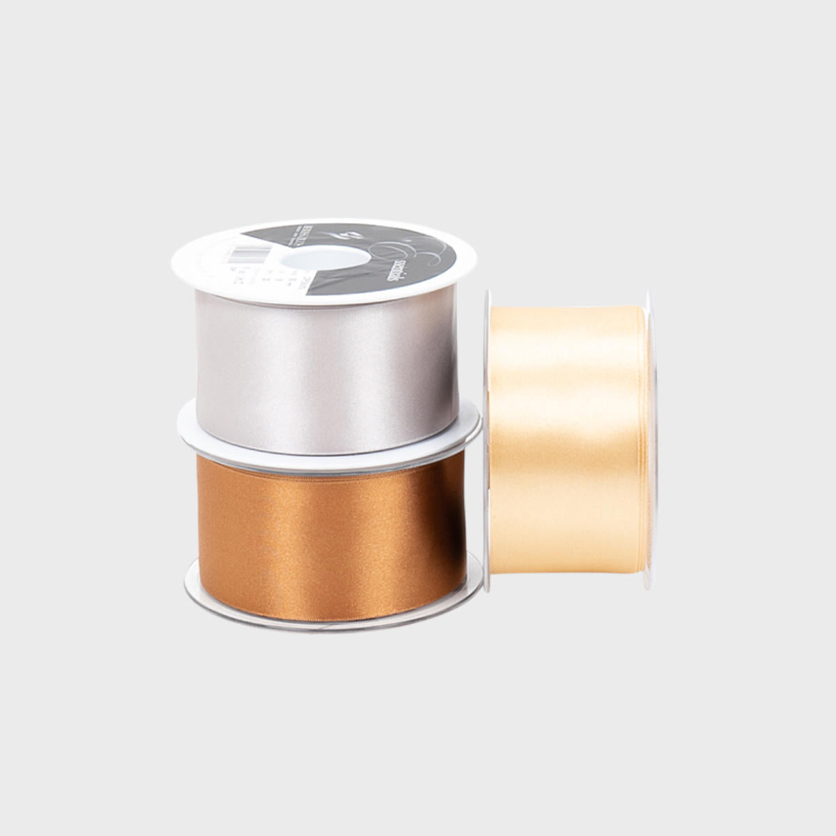 50mm Recycled satin ribbon with a high-quality finish used as a decorative accent.